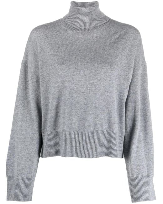 P.A.R.O.S.H. Gray Roll-Neck Cashmere Sweater