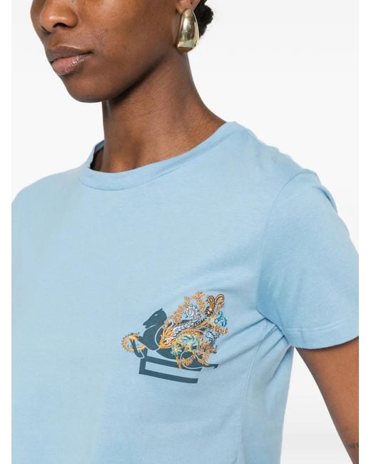 Etro Blue Cotton Polyester T-Shirt