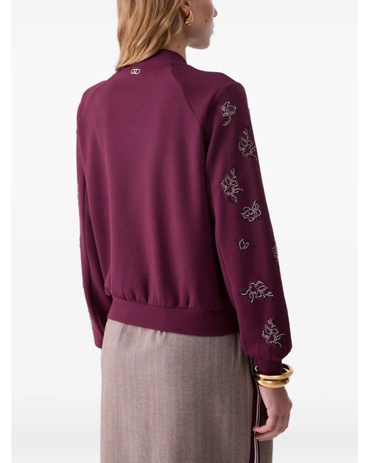 Liu Jo Purple Sweatshirt With Jewel Embroidery