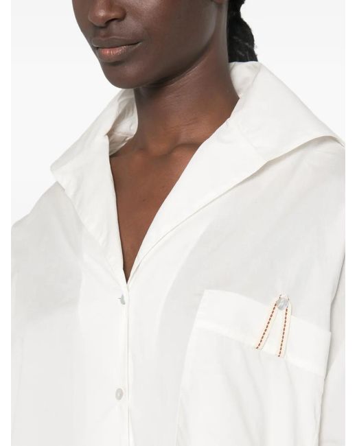 Momoní White Long-Sleeve Button-Down Shirt