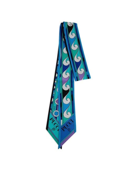 Emilio Pucci Blue Iride-Print Silk Scarf