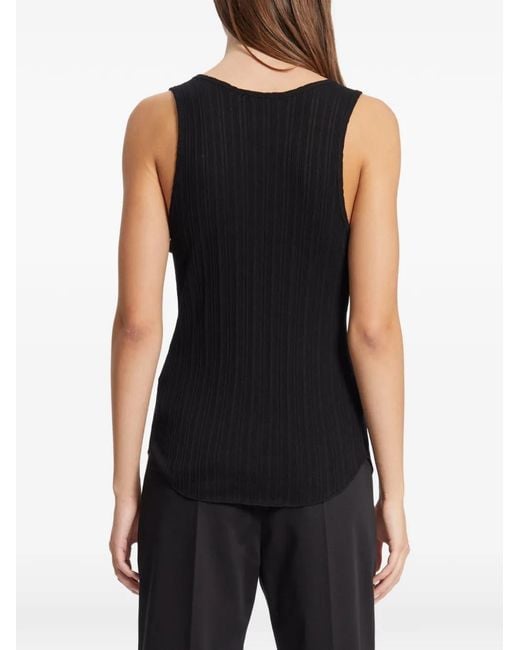 Ann Demeulemeester Black Rase Serafino Ruffled Ribbed-Knit Tank Top