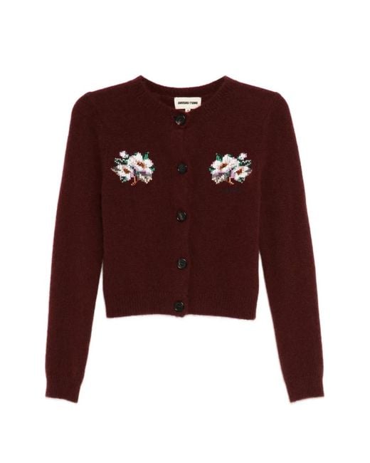 ShuShu/Tong Red Bead-Embellished Cardigan