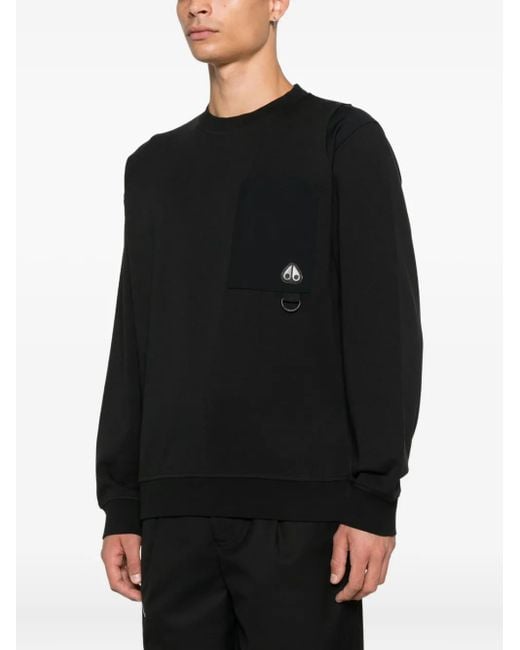 Moose Knuckles Black Patch-Pocket Sweatshirt for men