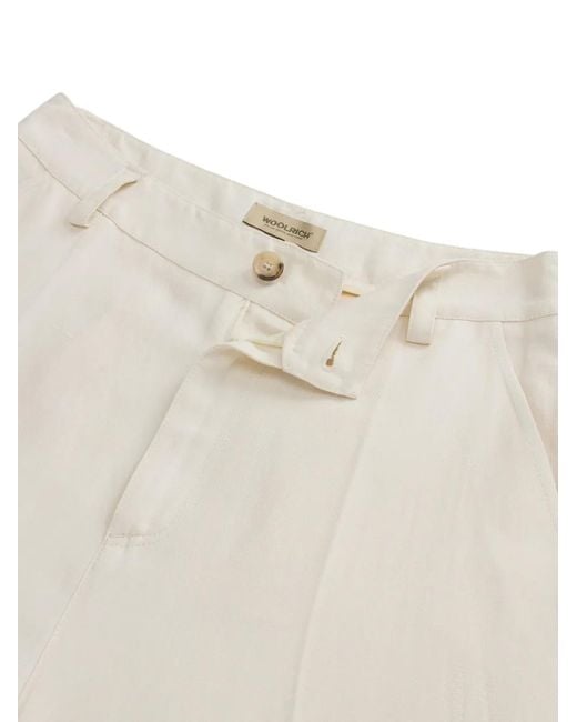 Woolrich White Belt-Loops Pressed-Crease Trousers
