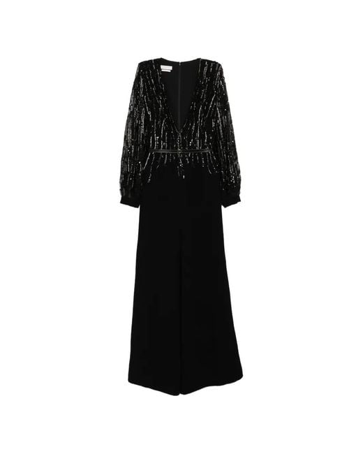 Saiid Kobeisy Black Combinaison En Crêpe À Perles