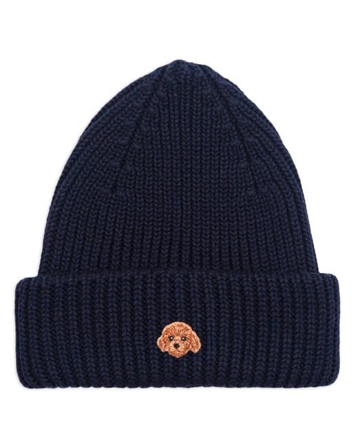 PELO FOUNDATION Blue Dog-Appliqué Beanie