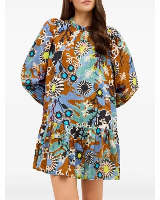 Robe Volantée Irena À Col Montant Marie Oliver en coloris Blue