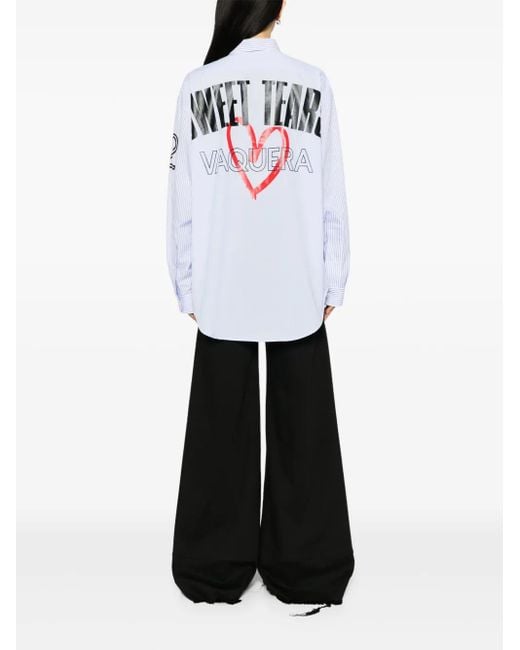 VAQUERA Gestreepte Blouse Met Print in het White