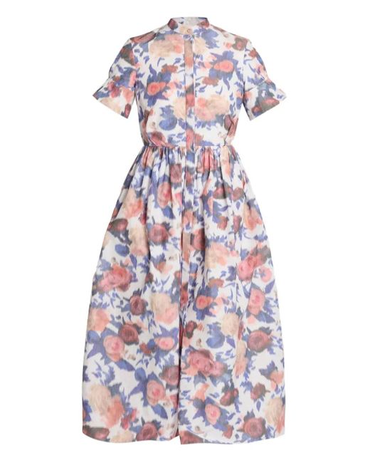Erdem フローラル ショートスリーブ ドレス White