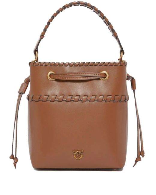 Pinko レザー バケットバッグ Brown