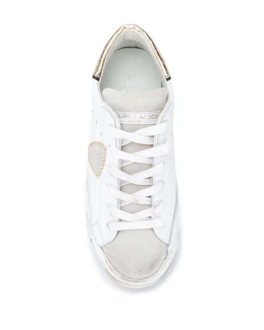 Philippe Model White Contrasting Croc-Effect Sneakers