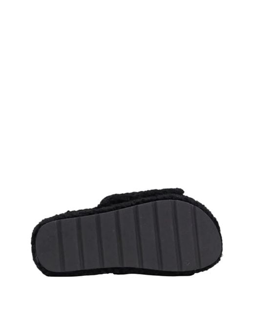 Polo Ralph Lauren Black Borg-Texture Slipper Sandals