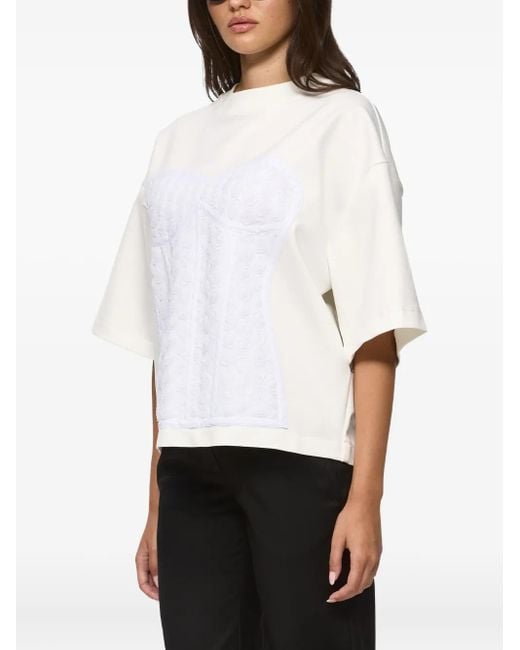 Hamza White T-Shirt mit Corsage-Einsatz