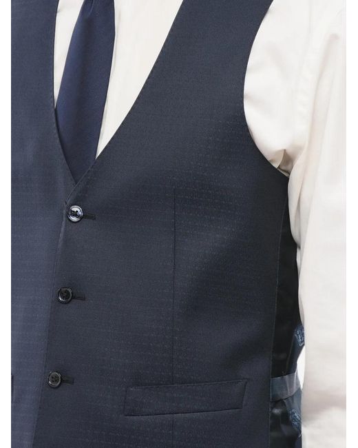 Corneliani Blue Academy Geometric-Pattern Waistcoat for men