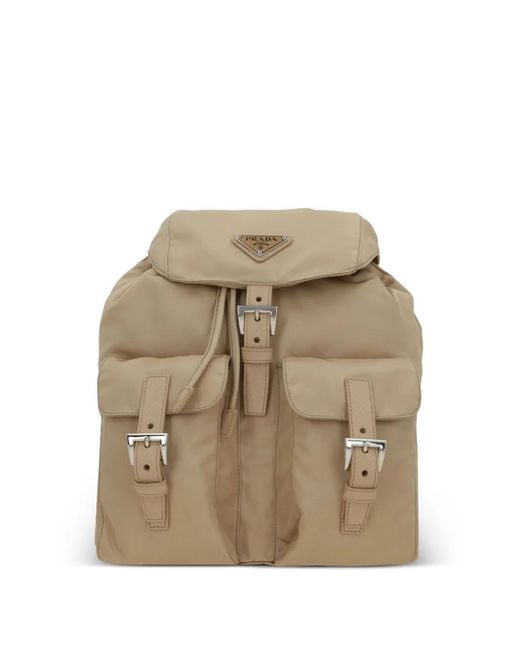 Prada Natural Small Re-Nylon Buckle-Fastening Backpack