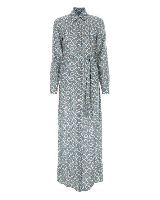 Robe-Chemise À Motif Géométrique Prada en coloris Gray