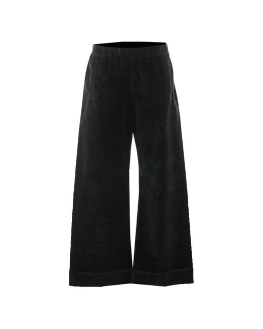 TRUE AVENUE Black Pensil Velvet-Effect Palazzo Pants