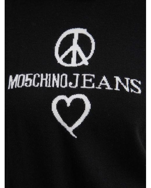 Moschino Black Heart-Detail Long-Sleeve Sweater