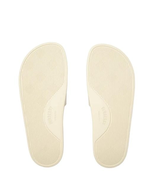 Burberry White Logo Slides