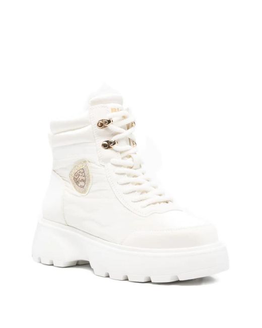 Blauer White Platform Shearling Boots