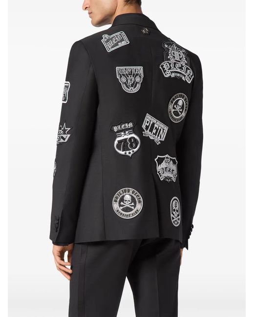 Philipp Plein Black Patches Blazer for men