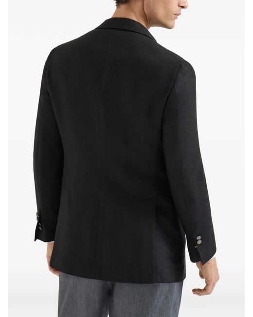Brunello Cucinelli Black Single-Breasted Blazer for men