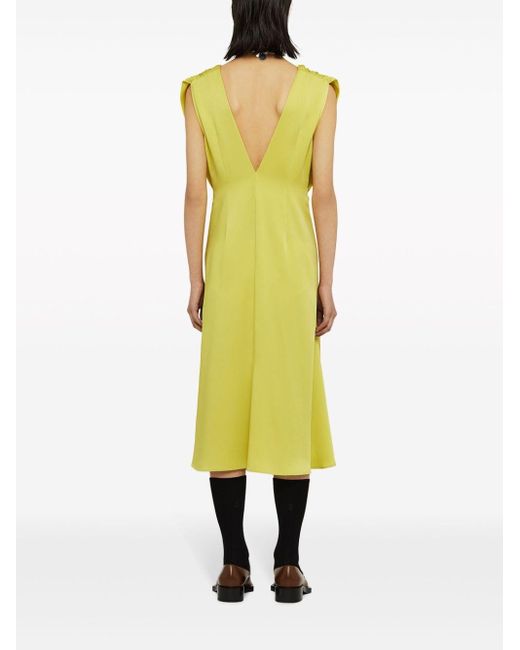 Jil Sander Mouwloze Midi-jurk in het Yellow