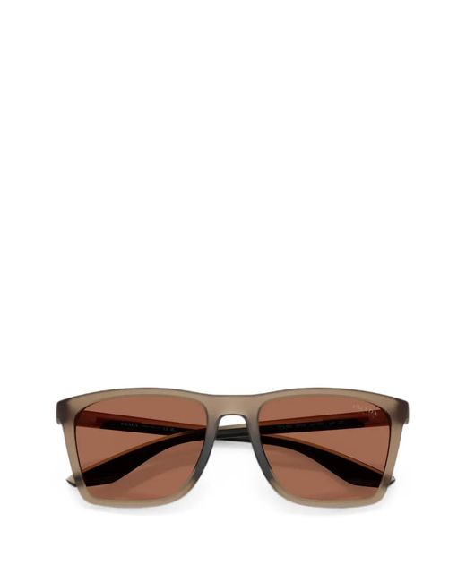 Prada Linea Rossa Brown Linea Rossa Rectangle-Frame Sunglasses for men