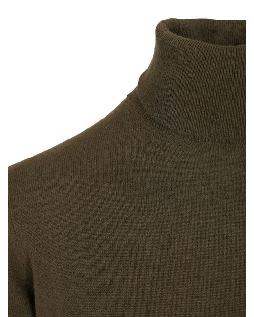 Al Duca D'aosta Green Ribbed-Trim Cashmere Sweater for men
