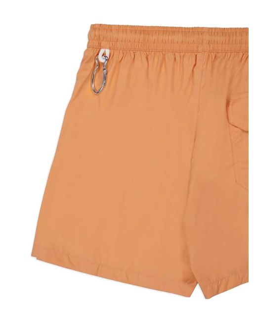 Fedeli Orange Short De Bain Madeira À Détail Mousqueton for men