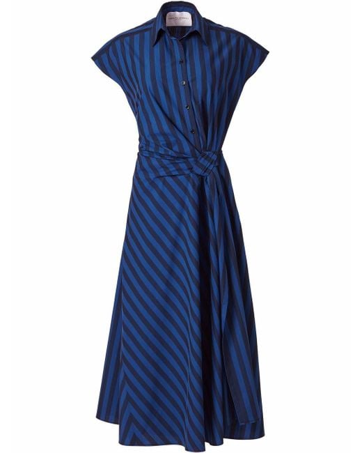 Vestido camisero a rayas verticales Carolina Herrera de color Blue