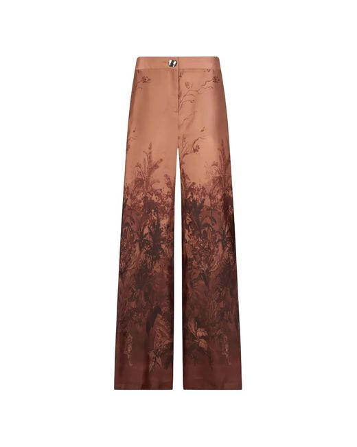 Liu Jo Brown Printed Twill Palazzo Pants