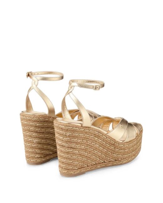 Jimmy Choo Natural Korra 100-Metallic Nappa Leather Wedges