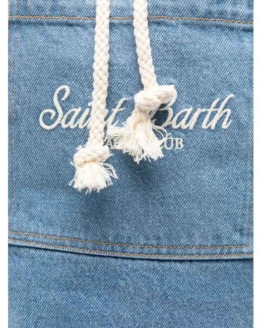 Mc2 Saint Barth Blue Drawstring Denim Backpack for men