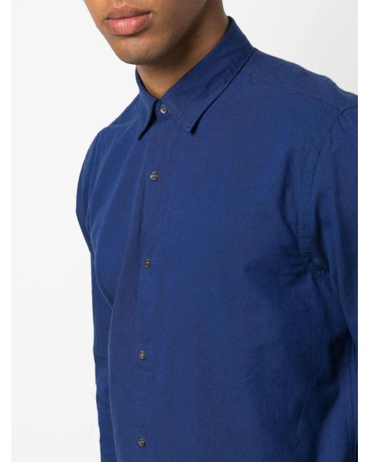 Aspesi Blue Long-Sleeved Cotton Shirt for men
