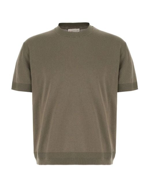 Moncler Green Short-Sleeve Ribbed Sweater for men