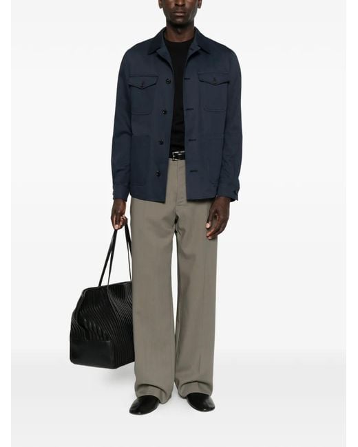 Corneliani Blue Buttoned Pocket Overshirt for men