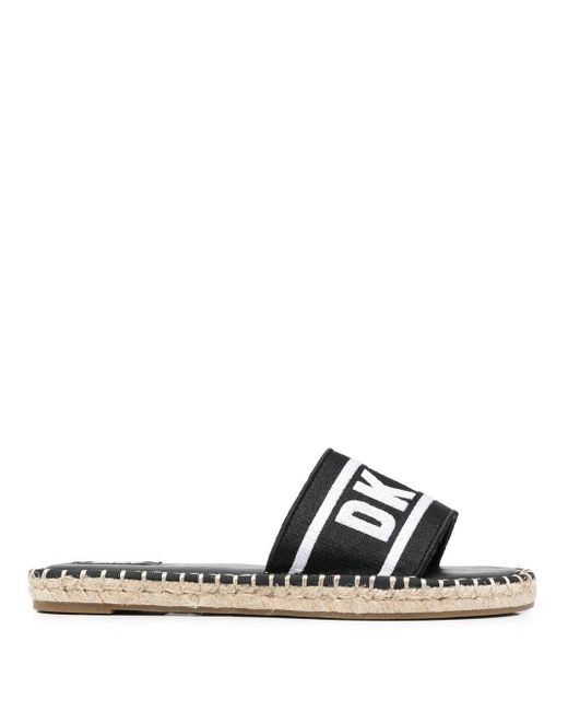 DKNY Tazia Logoprint Slides in Black Lyst UK