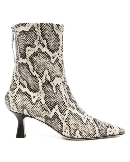 Aeyde Natural 70Mm Elina Snake-Print Pointed-Toe Ankle Boots
