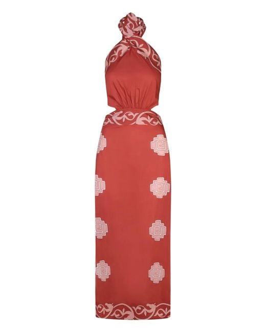 Johanna Ortiz Red Tide Halterneck Cutout Strength Dress