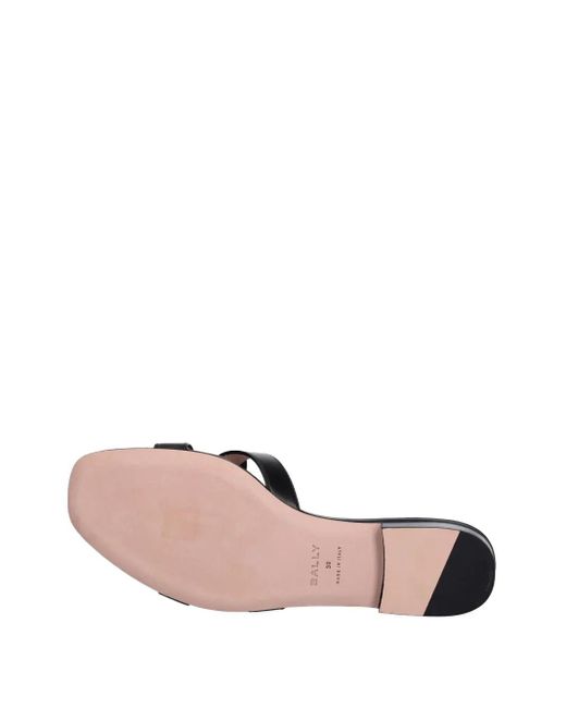 Bally Black Bow-Embellished Leather Slides