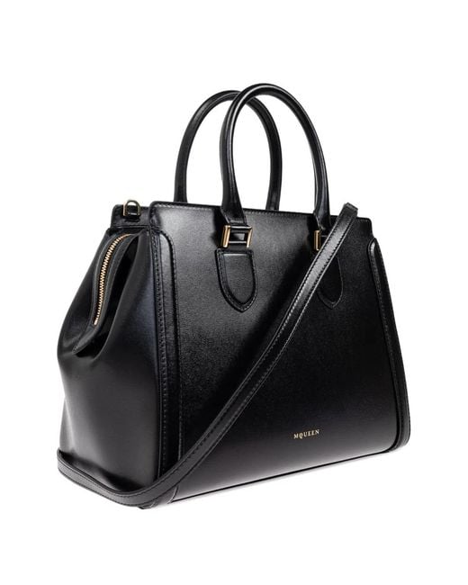McQueen Black Leather Tote Bag
