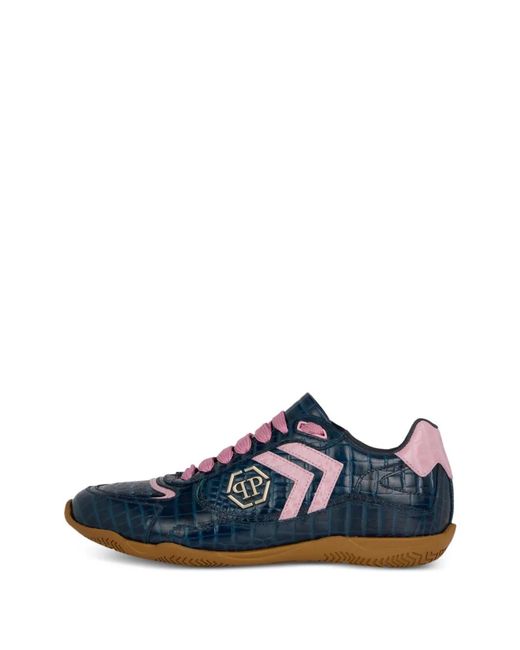 Philipp Plein Blue Baskets Pit-$Top À Logo Imprimé Crocodile