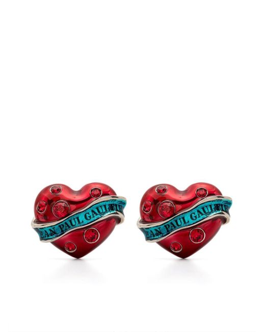 Jean Paul Gaultier Red The Big Heart Earrings