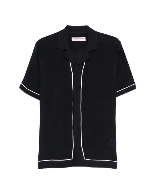 Orlebar Brown Black Short-Sleeve Piped Shirt for men
