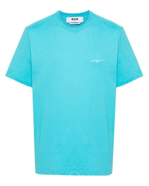 Camiseta con logo bordado MSGM de hombre de color Blue
