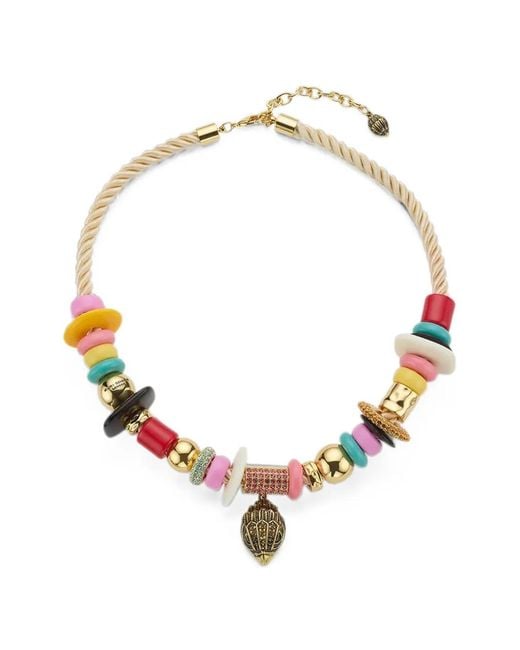 Kurt Geiger White Multi Bead Eagle Necklace