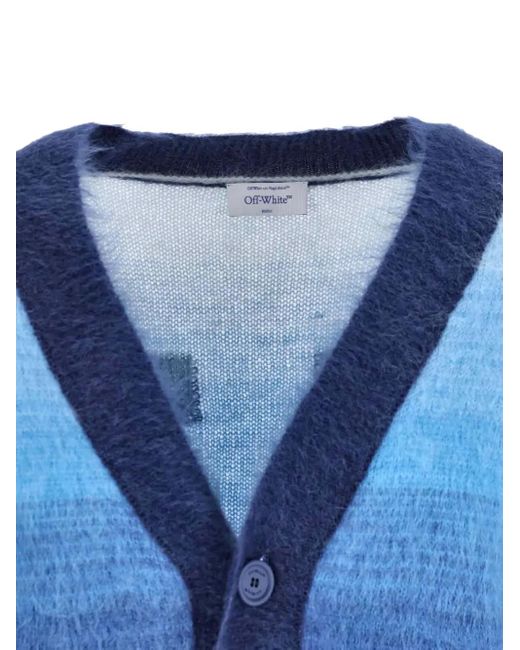 Off-White c/o Virgil Abloh Blue Arrow-Detail V-Neck Cardigan for men