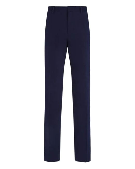 Zegna Blue Flat-Front Trousers for men